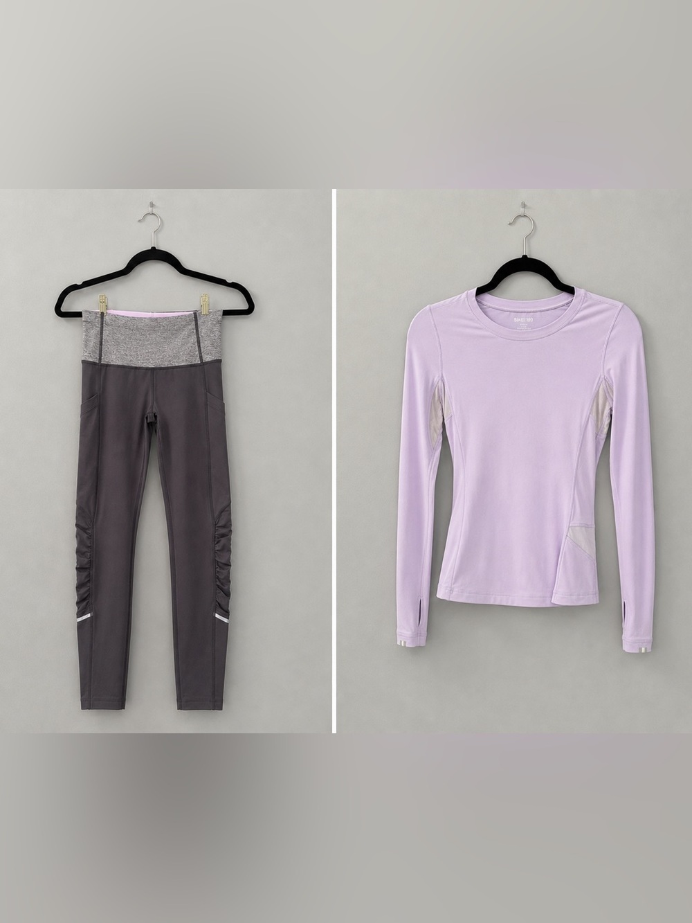 lululemon Lilac Long-Sleeve Top & Charcoal Leggings